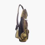 Sling Bag for Men Sport Brown Vintage Canvas Crossbody Backpack