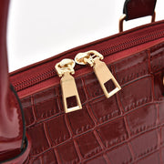 Crocodile Grain Crossbody Bag Stylish Shell Shape Top Handbag