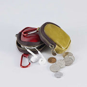 Mini Leather Zipper Coin Purse Cowhide Leather Cute Purses Wallet