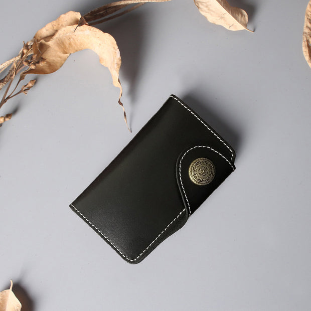 Multifunctional Leather Card Holder Ultra Thin Mini Key Ring Wallet