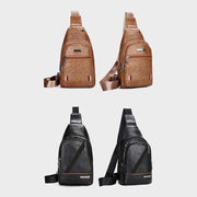 Leather Sling Bag for Men Outdoor Travel Chest Pack Daypack Backpack