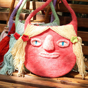 Wool Felt Handbag For Women Cute Smile Face Shoulder Bag