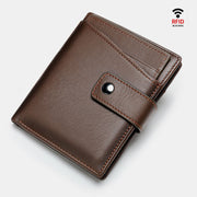 RFID Genuine Leather Short Wallet With Removable Card Holder