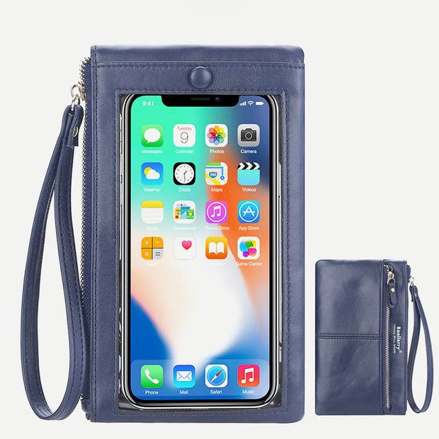 Small Phone Bag for Women Clutch Wrist Purse with Clear Phone Window