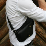 Outdoor Leather Bag For Women Men Lightweight Underarm Phone Bag