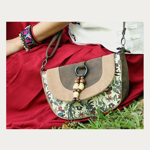 Crossbody Bag For Women Ethnic Style Printing PU Leather Bag