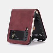 Samsung Z Flip 3 Folding Skin Cover Leather Phone Case PC Cover