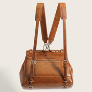 Backpack For Women Vintage Oil Wax Leather Multi-Functional Crossbody Bag