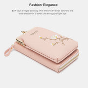 Multi-Slot Elegant Floral Embroidery Crossbody Phone Bag