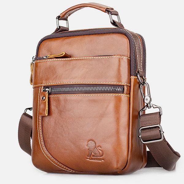 Genuine Leather Multifunction Multi-pockets Crossbody Bag