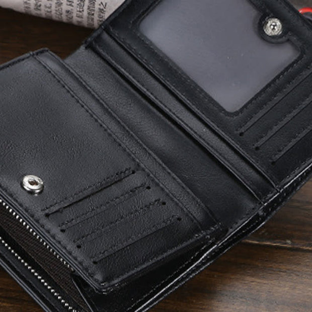 Front Pocket Wallet for Men Multi-Slot Leather Wallet with ID Window