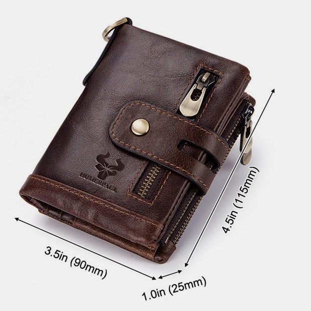 RFID Multifunctional Large Capacity Genuine Leather Wallet