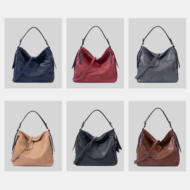 Retro Handbag for Women Large Designer Ladies Hobo Bag Leather Bucket Purse