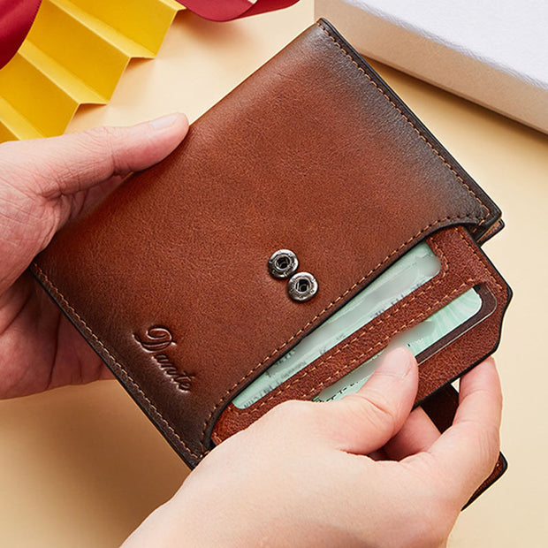 RFID Multi-Slot Large Capacity Vintage Short Wallet With Removable Card Holder