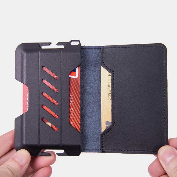 Genuine Leather Bifold Mens Leather Airtag Wallet BFID Blocking Card Holder