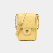 Phone Bag For Women Ringer Pattern Leather Chain Crossbody Bag