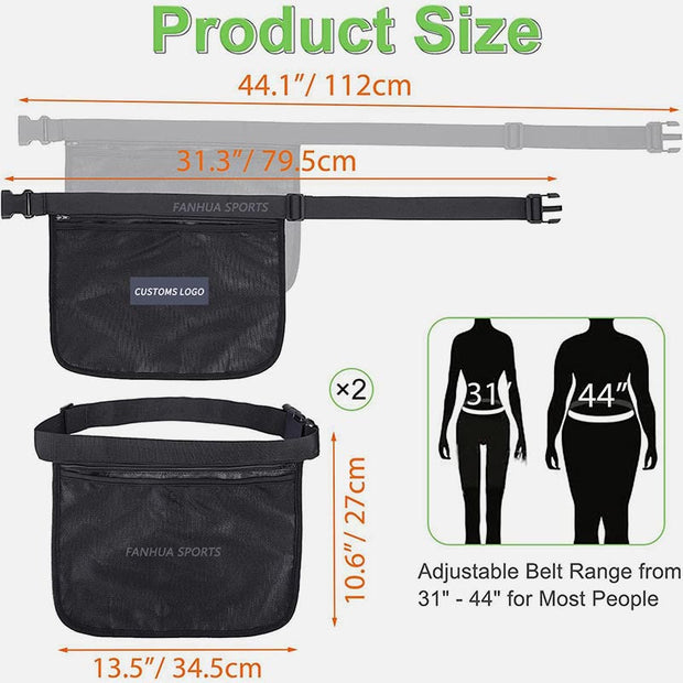 Tennis Ball Mesh Bag For Teens Adjustable Storage Belt Bag