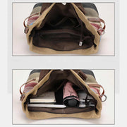 Multifunction Color Block Canvas Handbag Hobo Tote Bag Crossbody Purses