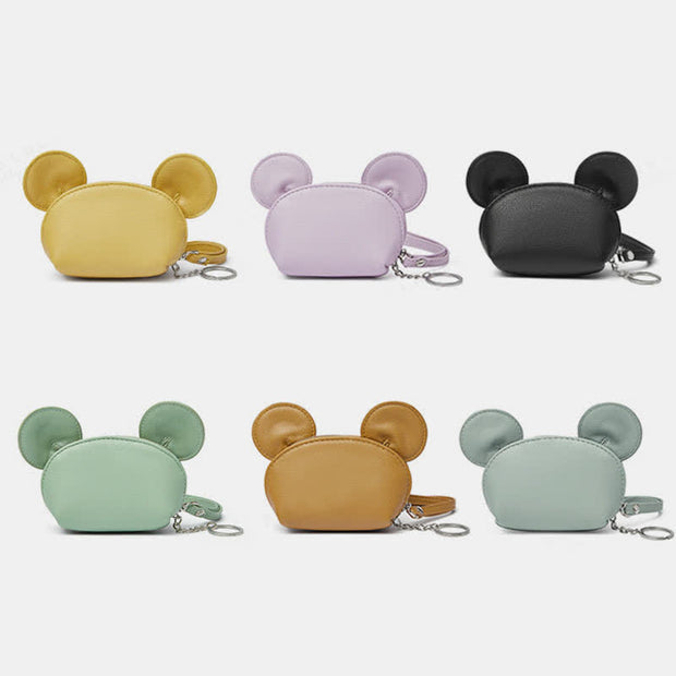 Small Cute Mouse Zip Coin Purses Leather Coin Change Purse Pouch