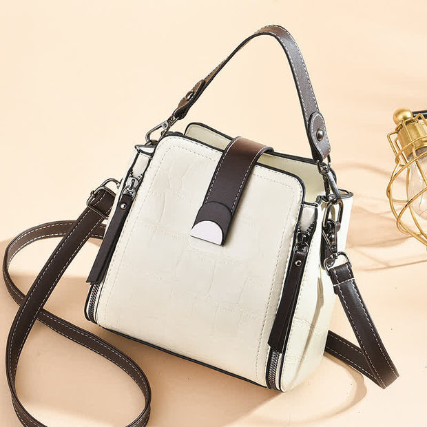 Top-Handle Bag for Women Daily Shopping Bucket Leather Crossbody Bag