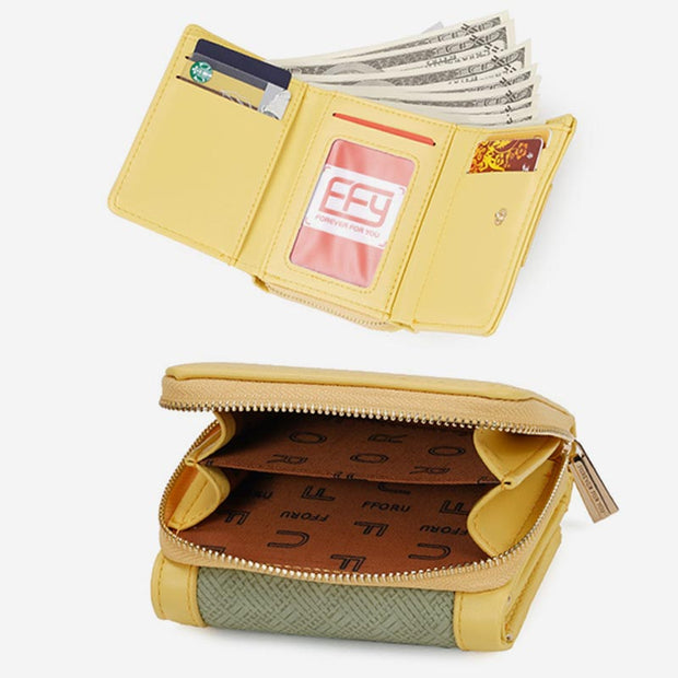 Womens Slim Mini Purse Trifold Wallet Card Holder Zipper Coin Pocket
