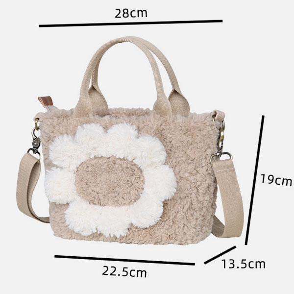 Large Capacity Cute Lamb Hair Tote Crossbody Bag