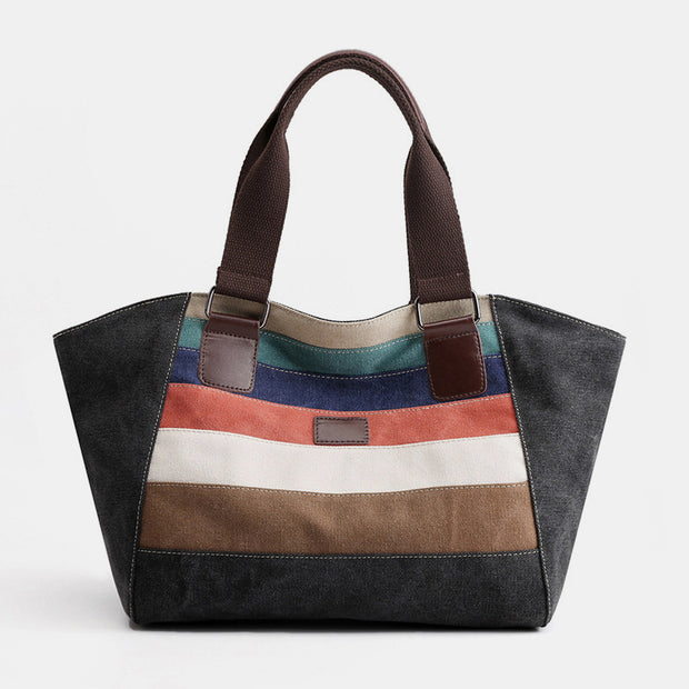 Women Large Casual Hobo Handbag Multi-Color Canvas Shoulder Bag Tote