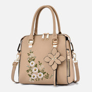 Floral Leather Handbag Women Outing Elegant Crossbody Bag