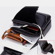 Multi-Pocket Vintage Sling Bag With Headphone Jack