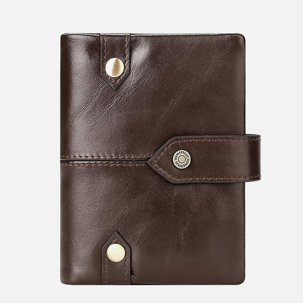 Billfold Passcase Wallets for Men Women Durable Genuine Leather Wallet